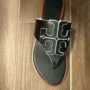 Tory Burch Black and White Leather Sandals